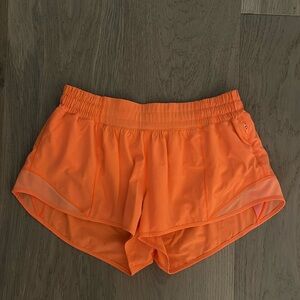 Lulu Neon Orange Shorts 2.5 in